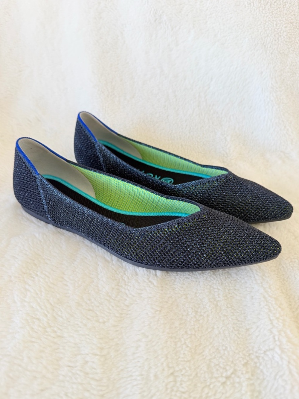 Rothy's The Point in Metallic Lattice Stitch - Navy - Retired - Size 9